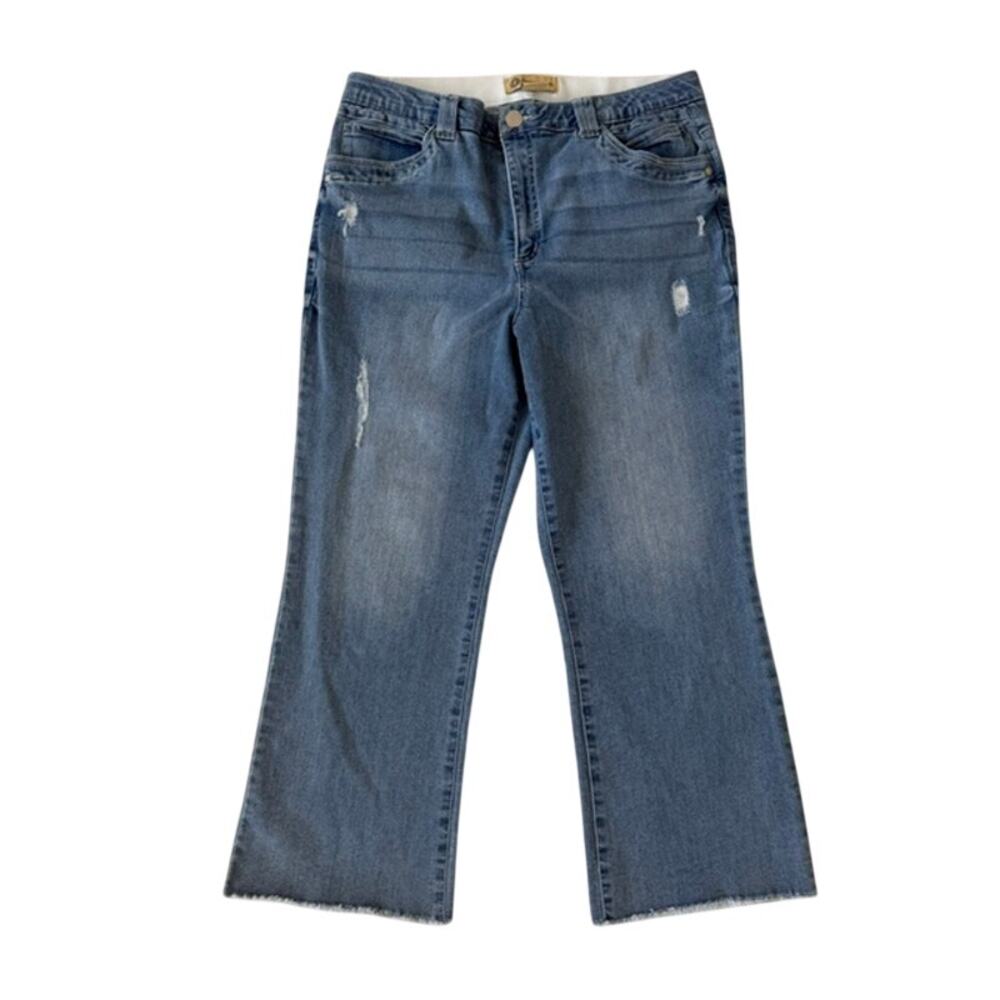 Democracy "Ab" Technology Lightly Distressed Raw Hem Jeans - Size 16